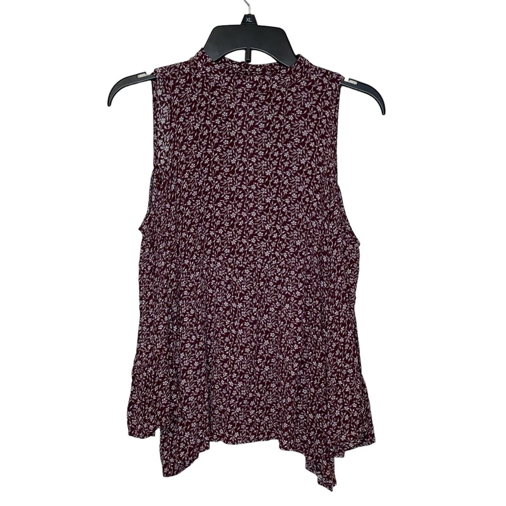 American Eagle Cold Shoulder Top 3/4 Flare Sleeves Floral High-Neck Medium Women